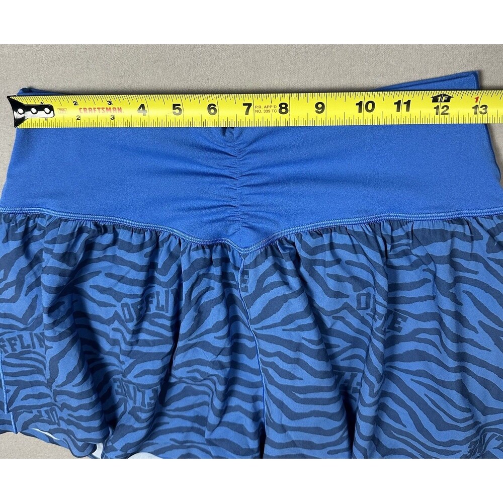 OFFLINE by Aerie Women’s Real Me Ruched  Flowy Blue Tiger Print Shorts Sz L - Picture 7 of 11